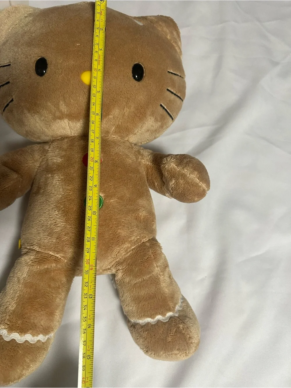Build-A-Bear 2012 Brown Gingerbread hello kitty Cat Plush with Colorful Buttons